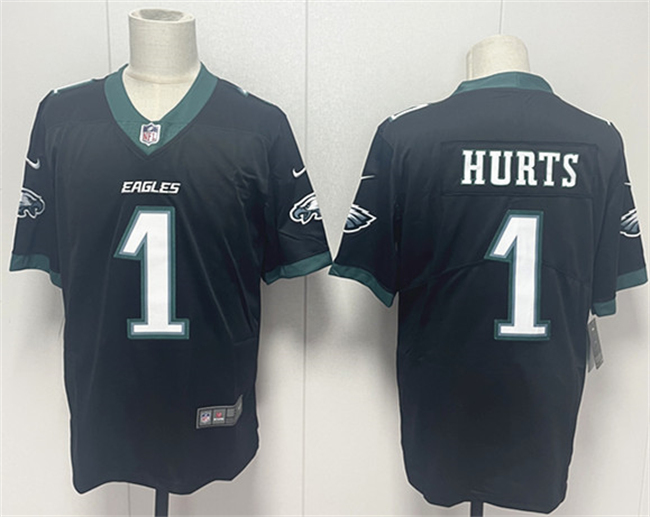 Men's Black Philadelphia Eagles #1 Jalen Hurts 2024 New Vapor Untouchable Limited Stitched Football Jersey
